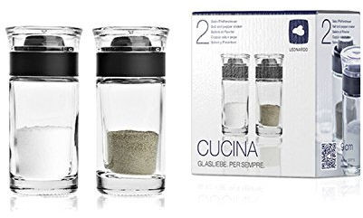 Leonardo Cucina Salz- und Pfefferstreuer Set, 2-tlg., spühlmaschinengeeignete Gewürzstreuer aus Glas, 40 ml, 9 cm x 4,3 cm, 037715