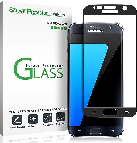 amFilm Schutzfolie für Galaxy S7, Vollständige Abdeckung (Schutz Hüllenfreundliche) Displayschutzfolie für Samsung Galaxy S7 (Schwarz)