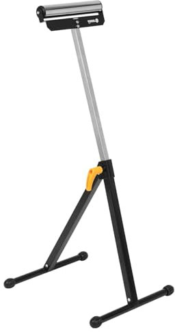 OC-PRO - SERVANTE D'ATELIER ROULEAU Ajustable, Rouleau chrome, Base lourde en acier, Hauteur 670-1070 mm, Capacite 60 kg, Ideal pour decoupe de materiaux longs, Interieur