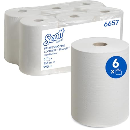SCOTT® Papierhandtuch, Slimroll, 6 x 660 Tücher, 20 x 25 cm, weiß (6 Rollen), Sie erhalten 1 Packung á 6 Rollen