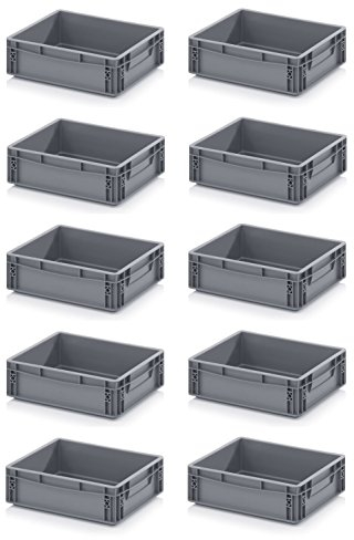 Auer Packaging 10x Eurobehälter-Eurobox 40 x 30 x 12 grau inkl. gratis Zollstock * 10er Set