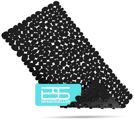 Brandsseller duschbadkar inlägg sten design sugkoppar halkfria bathtube: 70x35cm Svart