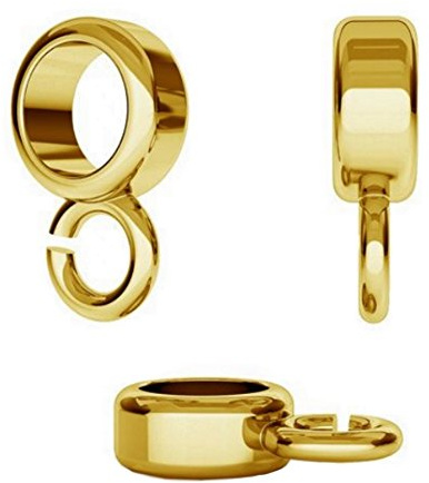 DIY925 3 Stück Spacer Carrier Ø 4mm 925 Silber 24K Gold Verbinder für Lederarmbänder und Ketten 3mm bis 4mm