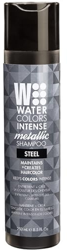 Watercolors INTENSE METALLIC Semi Permanet Color Depositing Shampoo-Sulfate & Paraben Free to Maintain & Enhance Hair Color 8 fl oz - STEEL