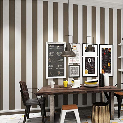 qunxun Braun Weiß Gestreiften Vlies Tapeten Dekor Moderne Wohnzimmer Schlafzimmer Café Restaurant Bekleidungsgeschäft Tv Hintergrundbild10m*0.53m