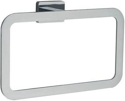 Kibath 407423 Toallero de Anilla con diseño Elegante Rectangular y Plano con Formar Redondeadas Modelo SER. Fabricado en Acero Inoxidable con Acabados en Cromo Brillo Repuestos Originales garantizados