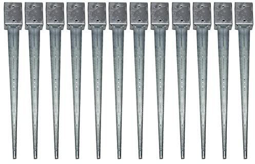ESTEXO 12 Einschlaghülsen Vierkant 101x101x900 mm für Zaunpfosten Gartenzaun