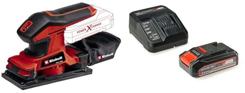 Einhell Ponceuse vibrante sans fil TC-OS 18/187 Li-Solo Power X-Change (fixation auto-agrippante, Softgrip, une feuille de papier abrasif incluse) avec Chargeur et Batterie 2,5Ah