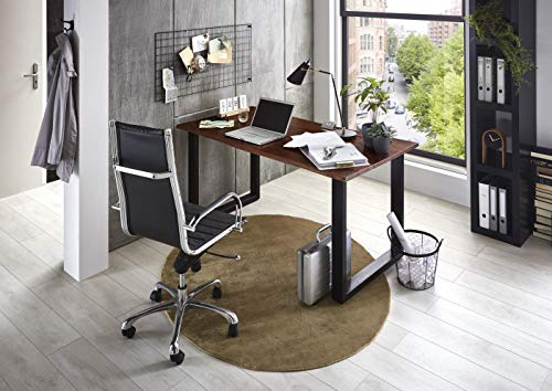 SAM Schreibtisch Palma 140x80 cm Akazie nuss Baumkante U-Gestell schwarz | Akazienholz massiv, Bürotisch & Computertisch mit echter Baumkante, aus Metall