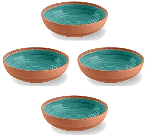 Auntie Morags Rustic Swirl Turquoise Melamine Bowl Set (4)