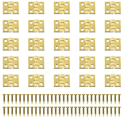 Gotetiso 50 Stück Mini Scharniere Steckverbinder Klein Scharnier Vintage Messing Scharniere Klappscharniere Fenster Schrank Türangel