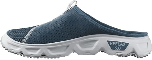 Salomon Reelax Slide 6.0 Herren Pantoletten, Outdoor-bereit, Sofortiger und lang anhaltender Komfort, Vielseitiger Einsatz, Blue Ashes, 43 1/3