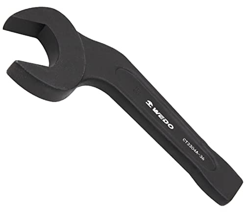 WEDO Einmaulschlüssel,offenem Ende,einmaulschlñssel,Schlagschrauber,40 Chrom-Vanadium-Stahl Schraubenschlüssel,Gebogen 45°,Gabelschlüssel,Abgewinkelt Offen 46mm,Länge 250mm,Schraubenschlüssel,Schwarz