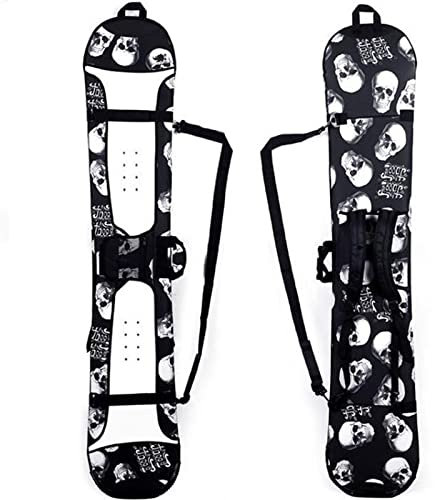 WEALTHY73 Tragbare Furnierschutzhülle Allround-Snowboardtasche Aufbewahrungstasche für Skiausrüstung Elastisches SBR-Gewebe, Wasserdicht und Verschleißfest,Skull,140CM