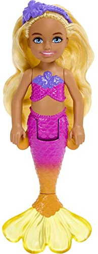 Barbie Dreamtopia Chelsea Mermaid Small Doll with Removable Hair Accessory, Wavy Blonde Hair & Ombre Tail, Bends at Waist