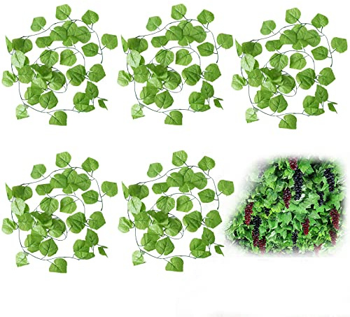 5 Pièces Lierre Simulation Vigne, Plante Artificielle Tombante, Artificielle à Suspendre Vigne, pour Les Murs des Maisons, Décoration Intérieure et Extérieure