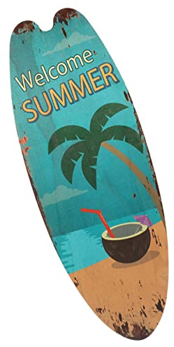 PRETYZOOM Sommerdekoration Klassisches Sommerthema Surfbrett- Retro-Wandschild Holz-Deko-Hängeschild