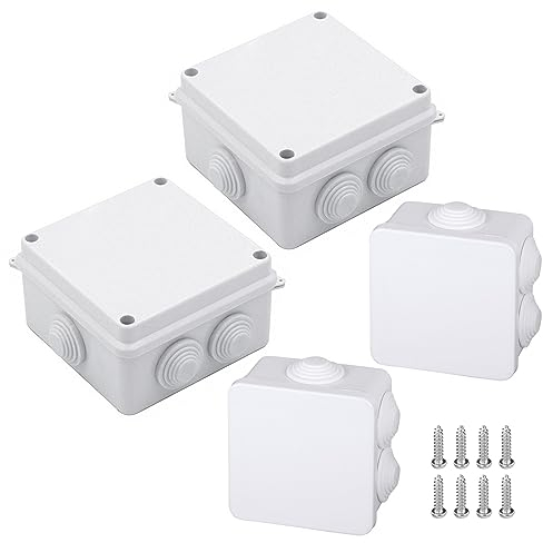 4 Stück Abzweigdose, Wasserdichten Anschlussdosen, ABS-Gehäuse Anschlussdose, Abzweigdose Wasserdicht mit Schrauben für Verteilerkasten Feuchtraum Draußen Drinnen Garten Straße