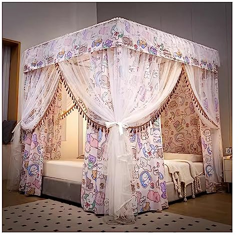 Betthimmel Bodenstehender Betthimmel, Vier-Jahreszeiten-Bettvorhang, Zur Dekoration Von Erwachsenen- Und Kinderzimmern, Für 1,2 M/1,5 M/1,8 M/2 M Großes Einzel-Doppelbett (Size : 180x200x200cm)