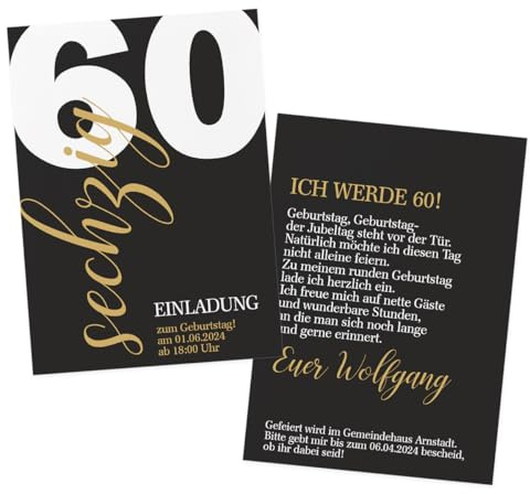 Herz & Heim® 12 Einladungskarten zum Geburtstag im Postkartenformat selber gestalten (Zahl)