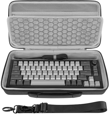 Geekria Custodia rigida per tastiera 65% (hard shell), compatibile con Razer Huntsman V3 Pro Mini, ASUS ROG Falchion Ace HFX 65%, Keychron Q2/ Q2 Pro/ V2, borsa da viaggio per 68 tasti (grigio
