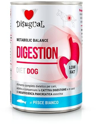 Disugual Nassfutter für Hunde, Verdauung, weißer Fisch, 6 x 400 g