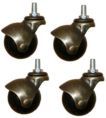 Bürostuhl-Kugelrollen, 5,1 cm, 48 mm, antike Möbel-Lenkrollen, ölgeriebene Bronze, geräuschlos, Einsteckstangen-Installation M8/M10, für Sofa, Stuhl, Couchtisch (4 Stück, M10)