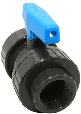 HAF 1x PVC 2 Wege Kugelhahn mit 1 1/2 x 1 1/2 | Innengewinde x Innengewinde | Absperrhahn aus grauem PVC-U | PN16 für Poolfitting, Pool, Schwimmbad, Poolverrohrung, Druckleitung, Rohrleitung