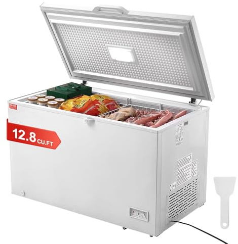 VEVOR Congelatore, congelatore 345 L e 4 cesti rimovibili, congelatore commerciale indipendente con porta aperta dall'alto e coperchio richiudibile, 7 livelli temperatura regolabile
