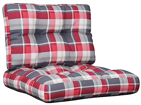 vidaXL Cojines para palets 2 Unidades Tela a Cuadros Rojos