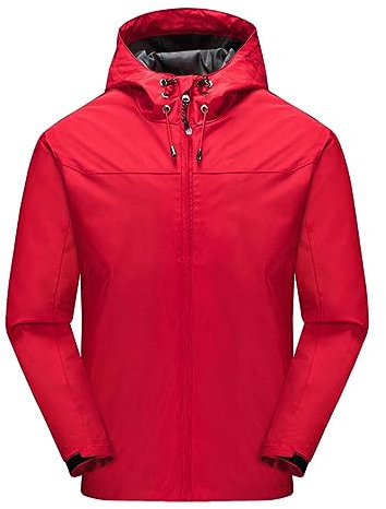 SRZYMJ Windjacke Herren Wasserdicht Windbreaker Herren Fahrrad Ärmellos Herren Vest Herren Lederjacke Strickjacke Mit Kapuze Windbreaker Herren Fahrrad Ärmellos Rot 6Xl Hoodie XL