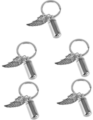 TOGEVAL 5st Urnen-schlüsselanhänger Schmücken Asche-andenken Schlüsselanhänger Aus Urnenasche Urnenanhänger Hängende Verzierung Für Taschen Pet-Asche-anhänger Stahl Silver