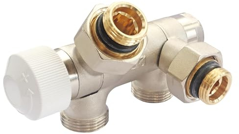 SOMATHERM FOR YOU, 601521503, Distribuidor termostático orientable macho 1/2 (15x21) para instalaciones mono/bitubo, para montaje por simple atornillado, Tapón reemplazable por una cabeza termostática