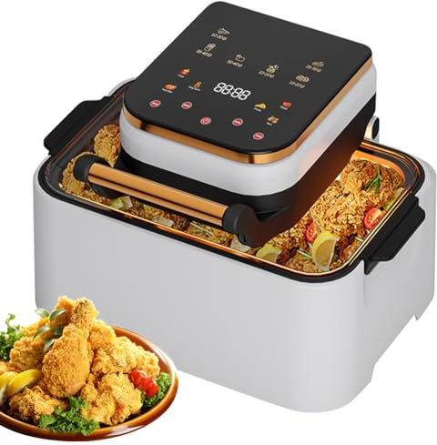 Visual Air Fryer, 1700W Air Fryer Oven with Digital Touch Screen, Timing and Temperature Adjustable, 360 Circulation Baking, 12L Oil-free Smart Oven for Home, Kitchen, Snack Bar white