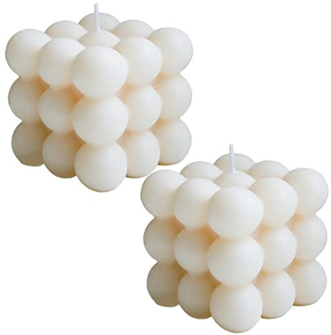 Bougies à Bulles Décoratives,2 PCS Bougie Boule en Cire de Soja Naturelle & Cire d'Abeille - Bougie Parfumée Relaxante pour Décoration Intérieure, Chambre (Aesthetic, Aromathérapie, Fait à Main)