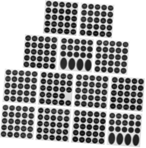 Tofficu 13 Sheets Chalkboard Labels Printed Spice Jar Labels Round Pantry Stickers Blackboard Sticker for Kitchen Mixed Style