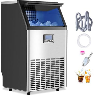 VEVOR Máquina para Fabricar Hielo 45,4 kg/24 h con Capacidad de Almacenamiento de 15 kg 46 Cubitos de Hielo en 15 Minutos Pantalla Digital LED Autolimpiante Independiente para Bar, Restaurante
