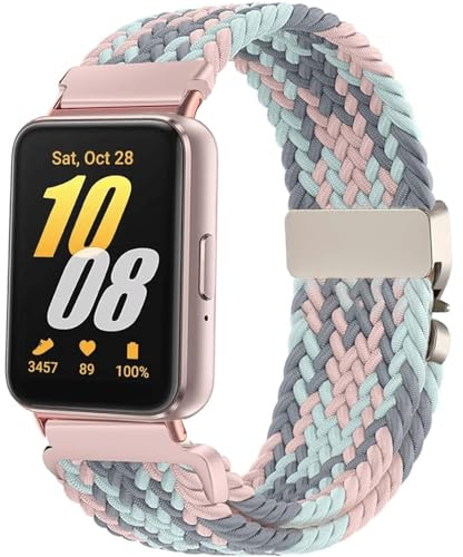VELULYX Nylonflätat armband Kompatibel med Samsung Galaxy Fit 3, Elastiskt armband för Samsung Galaxy Fit 3 SM-R390 Herren Damen