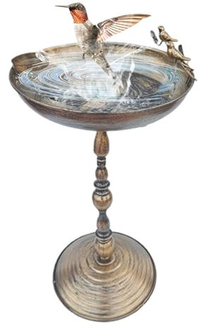 Bagno Per Uccelli Da Esterno | Fontana Bagnetto Uccelli Esterno con Alimentatore | Ciotola in Ferro Artistico con Vassoio Integrato, Decorazione per Terrazzo Giardino Balcone e Cortile