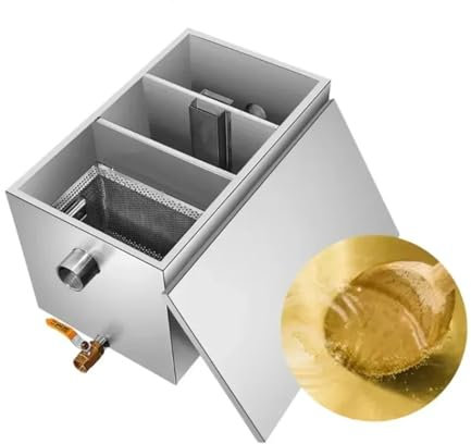 KOROBIE Bac à Graisse, Projet de Cuisine Séparateur d'eau et d'huile Traitement/Restaurant Intercepteur de bac à Graisse Commercial en Acier Inoxydable pour évier de Cuisine