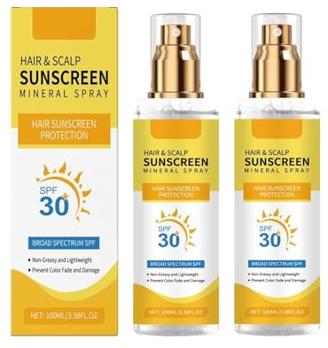 Hair Sun Protection Spray, Hair Scalp Sun Protection Spray SPF30, Prevent Hair Color Fade/Dryness, Suitable for Hiking/Beach/Running 100ml (2)