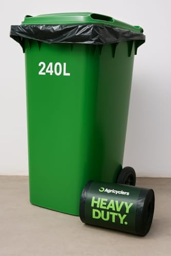 20pcs of 240L Heavy Duty Wheelie Bin Bags – 45 Micron | Everyday use | 1200mm * 1400mm |20 Bags per Roll | Refuse Sacks | Leak-Proof, Tear-Resistant Black Trash Bags | 1 Roll (20 Bags Total)