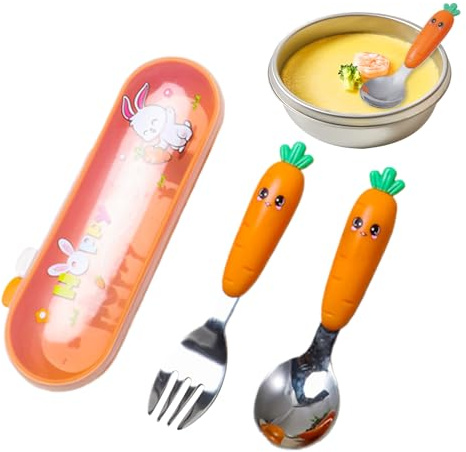 Couverts pour , kit d'argenterie en acier inoxydable avec boîte portable, ensemble de couverts portable pour les voyages, les restaurants et la famille