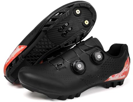 Mateju Chaussure VTT Homme Femme, 36-47 EU Chaussure VTT Homme Automatique avec 2 Pointes Antidérapantes Antidérapant et Respirant Extérieur Sport (36,VTT Noir)
