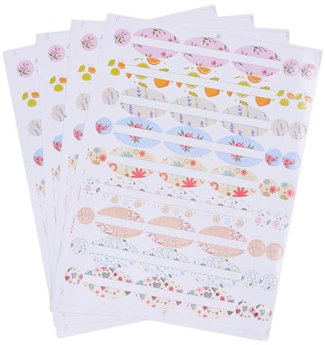 Etiketten für ätherische Öle, Etiketten für ätherische Öle, 4 Bögen PVC für Glasflaschen, buntes, selbstklebendes Kosmetiketikett, niedlich für Flaschen