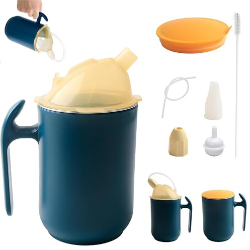 UCFBWO Schnabeltasse Senioren, Schnabelbecher für Erwachsene mit Griff | Auslaufsicherer Trinkbecher aus Edelstahl (400ml). Perfekte Trinkhilfe bei Dysphagie und für Pflege-Patienten.