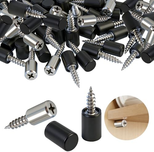KIBBEH 100 Pcs Regalbodenträger, schwarz | Schwarze selbstbohrende Regalträger mit Gummischutz,Einlegeboden Halter für Schränke, Bücherregale, Kleiderschränke & Möbel