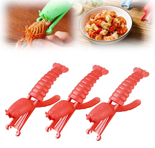 Crawfish Peeler Tool, 2026 New Crawfish Sheller Tool, Crayfish Shelling Device Shrimp Peeler, Crawfish Tail Shucker for Easy Shelling,Perfect for Kitchen and Restaurant Use (Red, 3Pcs)