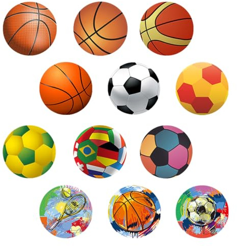 12 imanes de nevera de cristal, coloridos imanes decorativos para pizarra magnética, para nevera, pizarra, tablón de anuncios, cocina, regalo para niños y adultos (fútbol colorido)