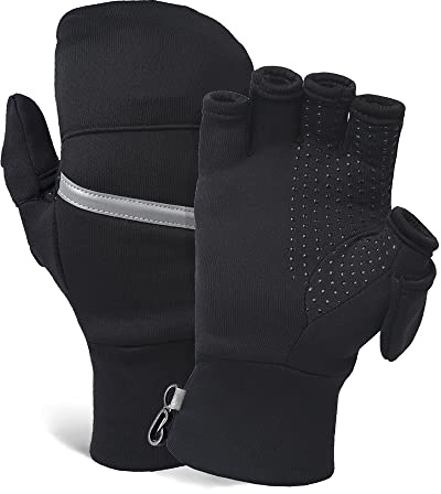 TrailHeads Women's Reflective Convertible Mittens, Black, Medium/Large